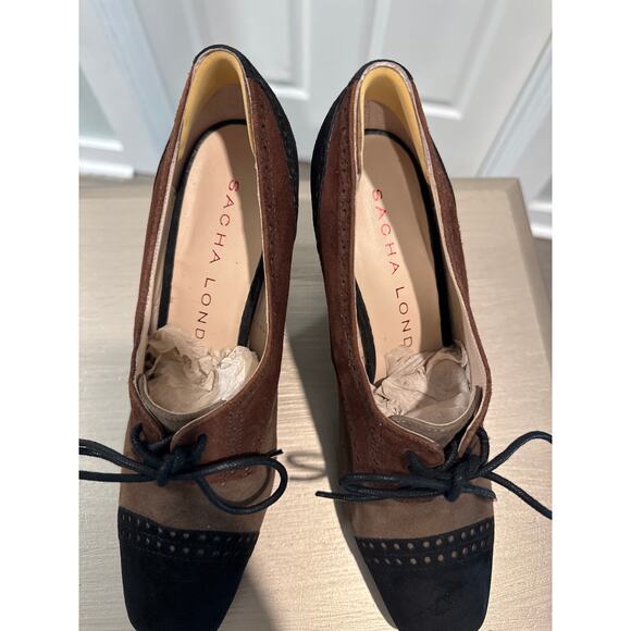 Sacha London Brenda Suede Oxford High Heel Pumps Size 8 - Picture 4 of 9